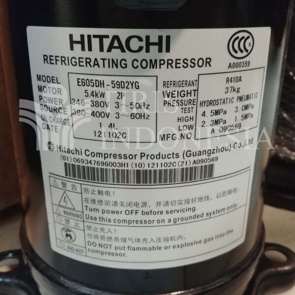 Harga Jual Compressor Hitachi Scroll E605DH-59D2YG 5PK R410